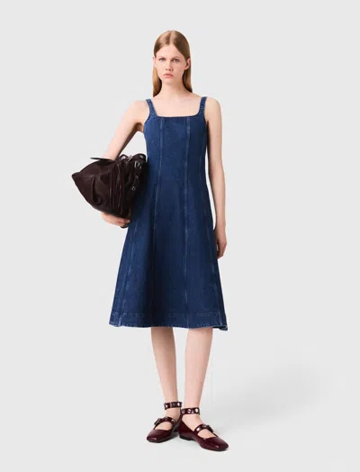Maje Woman's Cotton Long Denim Babydoll Dress For Fall/winter