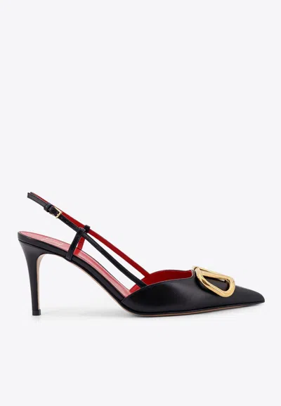 Valentino Garavani Vlogo Signature Satin Slingback Pumps 80mm Woman Black 40.5 In Black