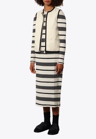 Moncler Striped Long-sleeved Midi Dress
