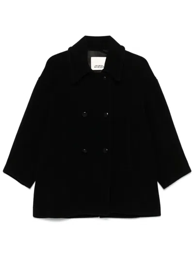 Isabel Marant Cappotto Fiby In Misto Lana Nera Donna In Black