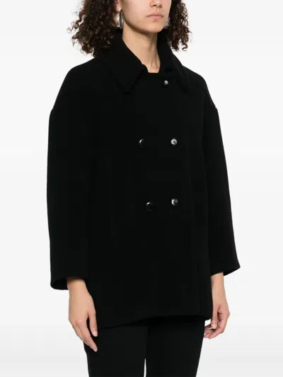 Isabel Marant Cappotto Fiby In Misto Lana Nera Donna In Black