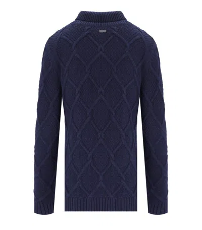 Barbour Burne Roll Blue Turtleneck Sweater In Blue