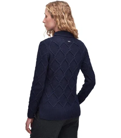 Barbour Burne Roll Blue Turtleneck Sweater In Blue