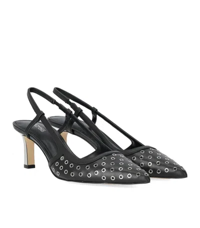 Michael Kors Alora Black Silver Slingback Pump In Black