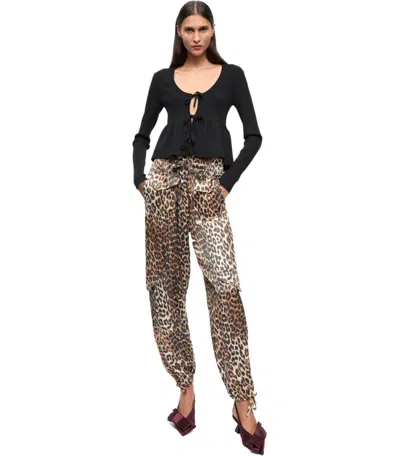 Ganni Stretch Viscose Blend Peplum Cardigan In Black