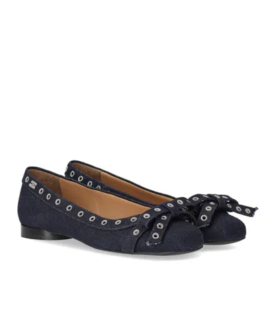 Ganni Blu Navy Ballerina Flats Embellished With Silver Studs