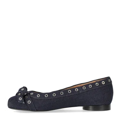 Ganni Blu Navy Ballerina Flats Embellished With Silver Studs