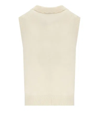 Ganni Cream Logoed Vest In Neutral