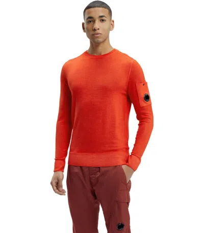 C.p. Company Orange Crewneck Sweater In Red