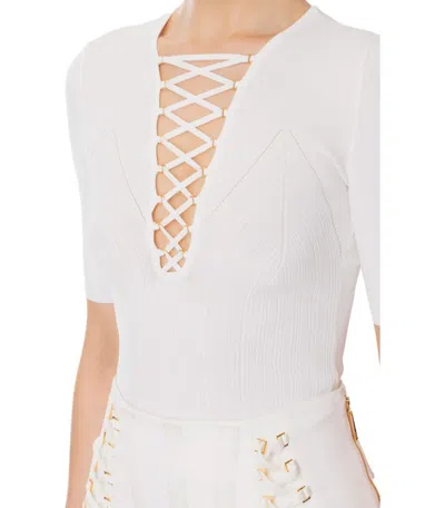 Elisabetta Franchi Ivory Knitted Top In Neutral