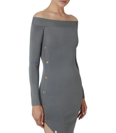Elisabetta Franchi Steel Knitted Midi Dress In Gray