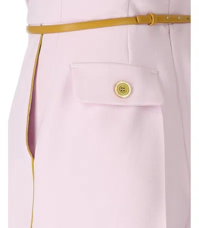 Elisabetta Franchi Jumpsuit With Shoulder Pads And Leather Belt In Pink