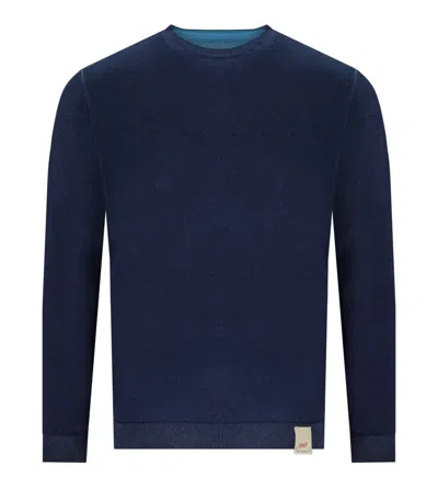 Bob Bart Blue Reversible Crewneck Pullover In Blue
