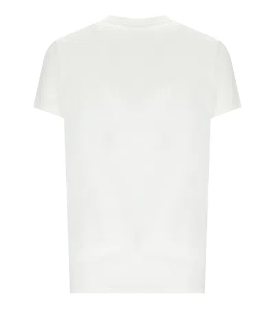 Elisabetta Franchi Asymmetric Neckline T-shirt With Gold Brooch Accents In White