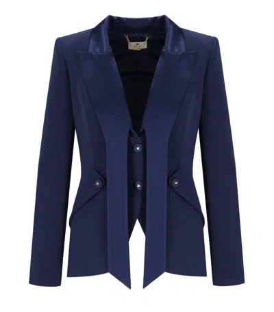 Elisabetta Franchi Oltremare Crepe Smoking Jacket In Blue
