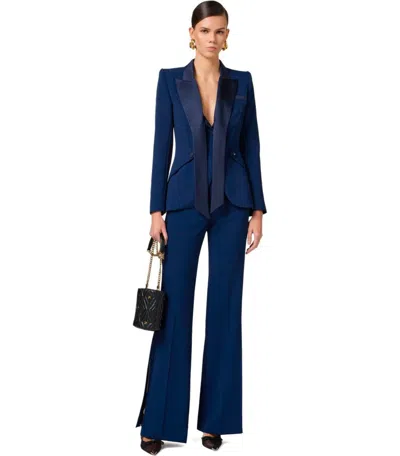 Elisabetta Franchi Oltremare Crepe Smoking Jacket In Blue
