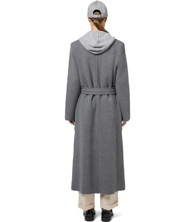 Elisabetta Franchi Steel Melange Belted Coat In Gray