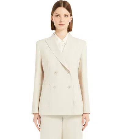 Weekend Max Mara Nervoso Sabbia Double-breasted Blazer In White