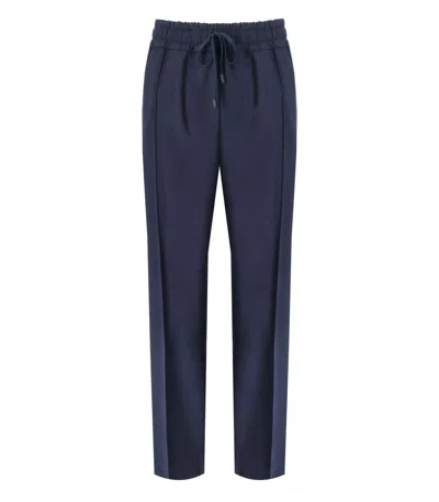Cruna Midnight Blue Virgin Wool Trousers With Flap Pockets