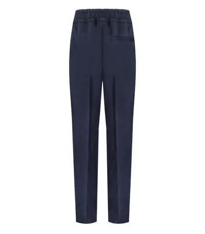 Cruna Midnight Blue Virgin Wool Trousers With Flap Pockets