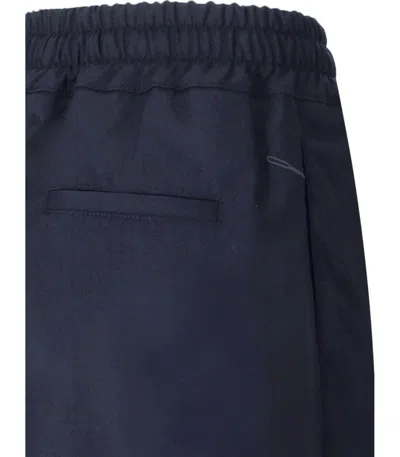 Cruna Midnight Blue Virgin Wool Trousers With Flap Pockets