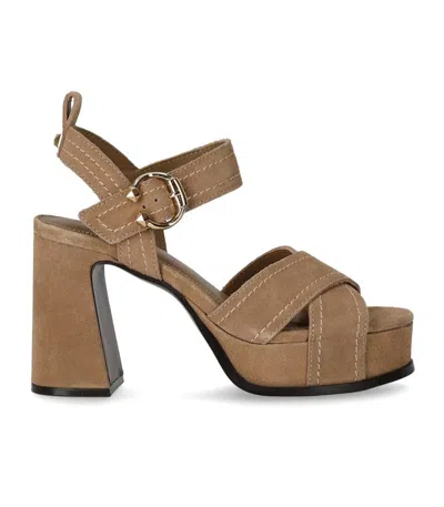 Ash Melany Beige Heeled Sandal In Brown