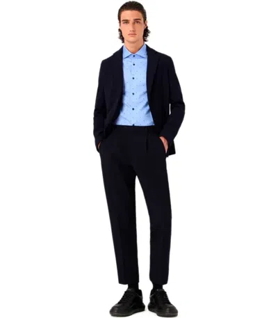 Emporio Armani Navy Blue Viscose Blend Pants In Black