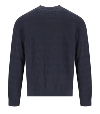 Emporio Armani Logo Wool Sweater In Blue