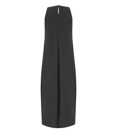 Harris Wharf London Black Sleeveless Long Dress In Black