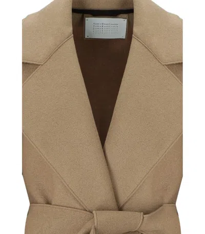 Harris Wharf London Camel Coat With Belt In Neutral