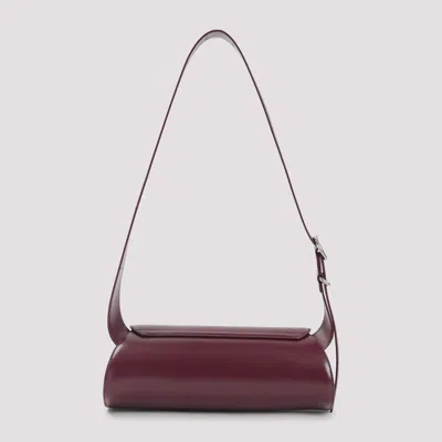 Jil Sander Small Rectangular Shoulder Bag With Adjustable Strap In Burgundy