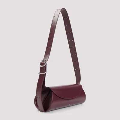 Jil Sander Small Rectangular Shoulder Bag With Adjustable Strap In Burgundy