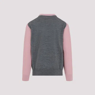 Jil Sander High Neck Color-blocked Sweater With Chevron Design In Pink