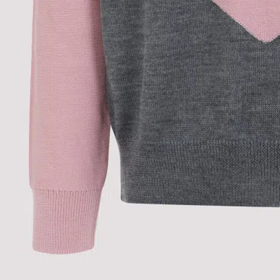 Jil Sander High Neck Color-blocked Sweater With Chevron Design In Pink