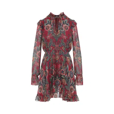 Etro Ruffled Hem Mini Dress In Multi