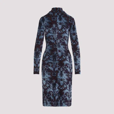 Etro Floral-pattern Mock-neck Midi Dress In Blue