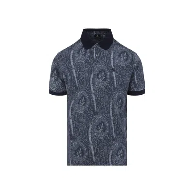 Etro Printed Cotton Polo In Gray
