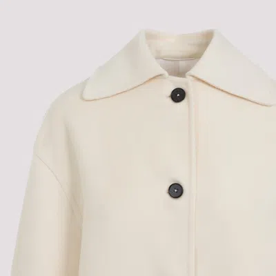 Jil Sander Double-breasted Wool Coat In White