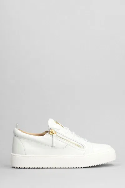 Giuseppe Zanotti Glossy Leather Sneakers In White
