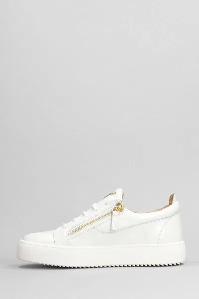 Giuseppe Zanotti Glossy Leather Sneakers In White