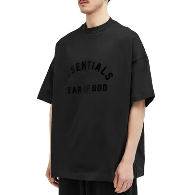 Essentials Logo-print Drop-shoulder T-shirt In Black