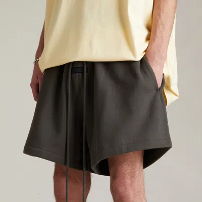 Essentials Fear Of God  Ss24 Fleece Running Short 'ink' In Green