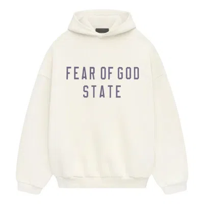 Essentials Fear Of God  Ss25 Fleece Hoodie 'egg Shell' In White