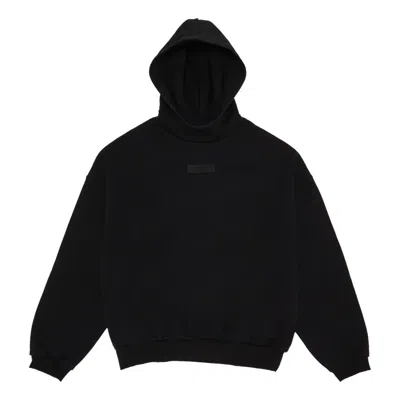 Essentials Front Logo Patch Panelled Hoodie In Black