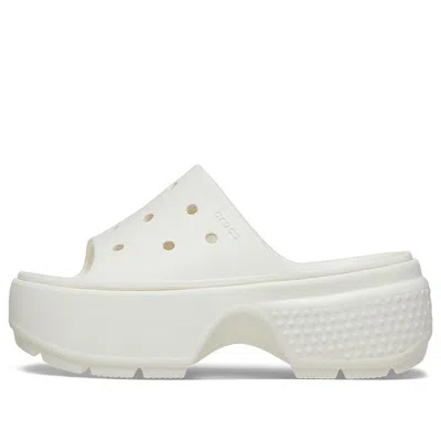 Crocs Logo Embossed Slippers In White