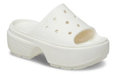 Crocs Logo Embossed Slippers In White