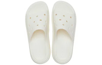 Crocs Logo Embossed Slippers In White