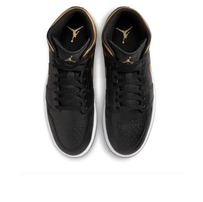 Sky Jordan 1 Mid Black Metallic Gold White Td