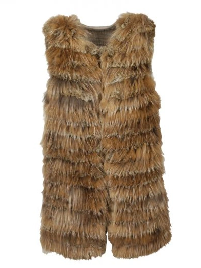 Shop Alice And Olivia Fur Detail Vest In Brown