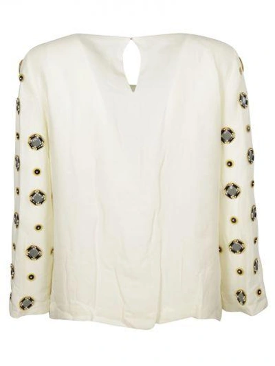 Shop Diane Von Furstenberg Luna Embellished Top In Canvas White